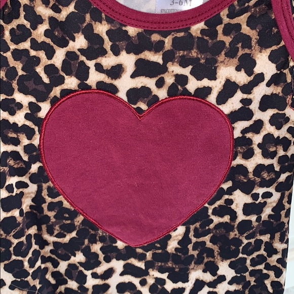 Burgundy Cheetah Heart Romper - Picture 2 of 4